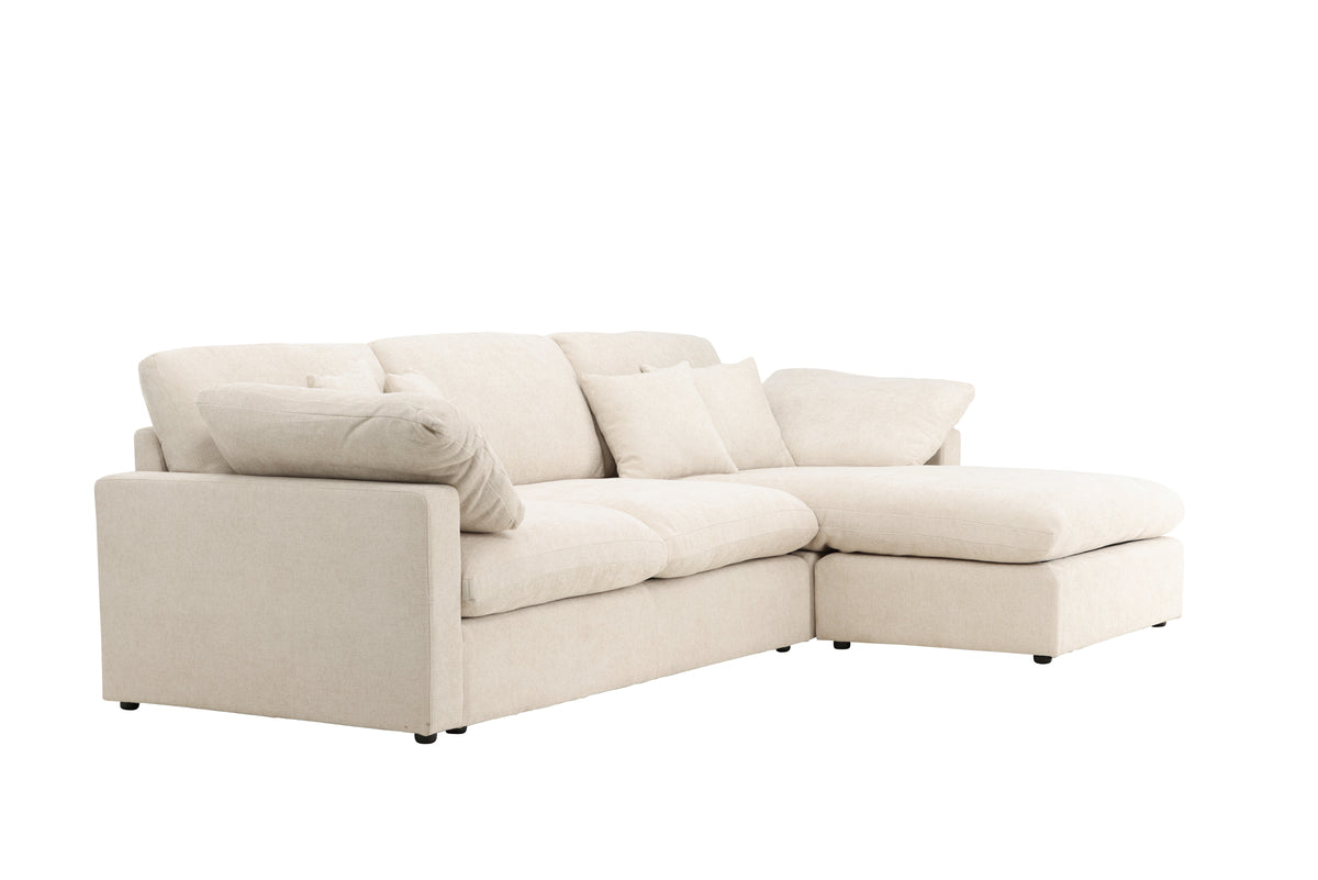 Beige hörnsoffa