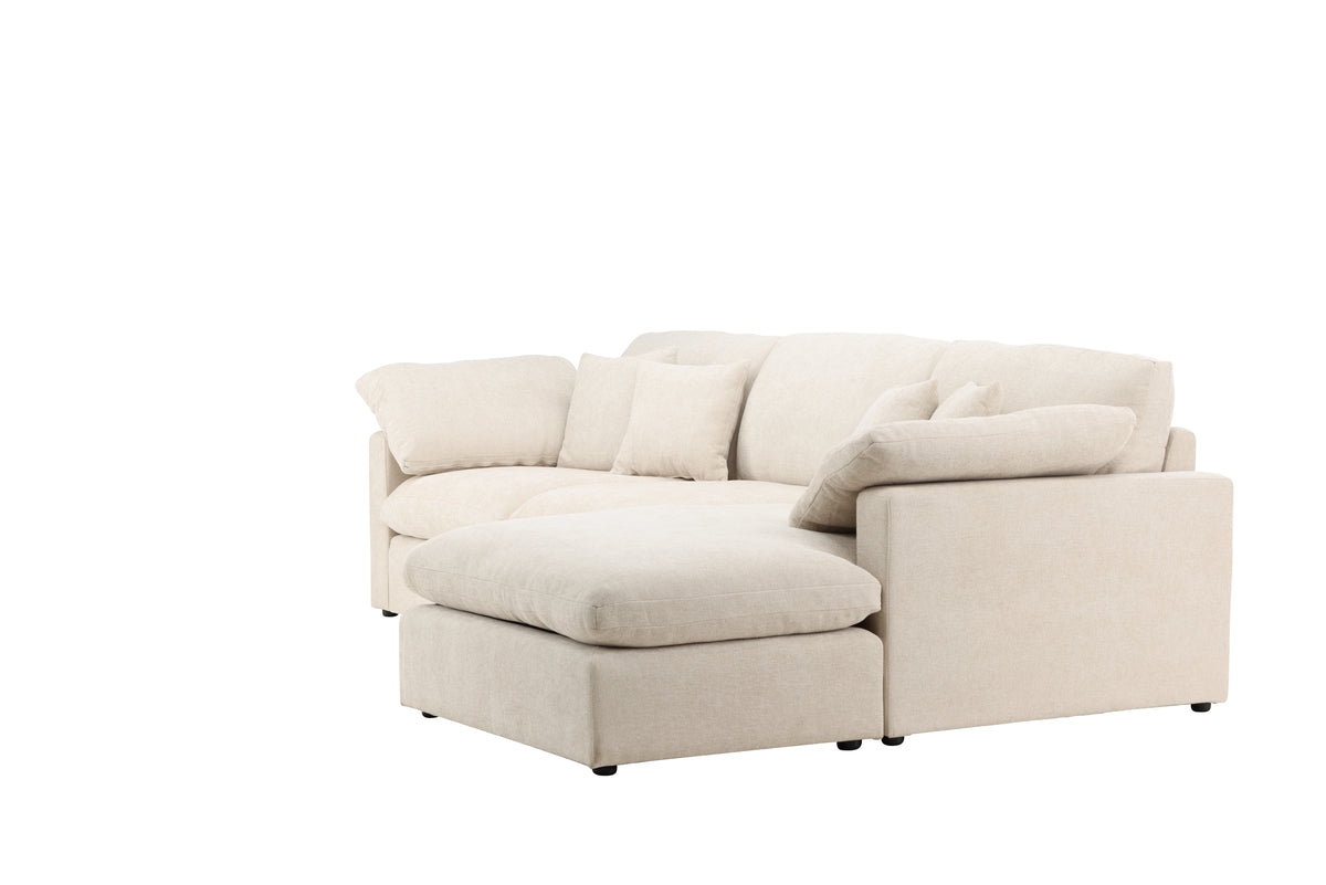 Beige hörnsoffa