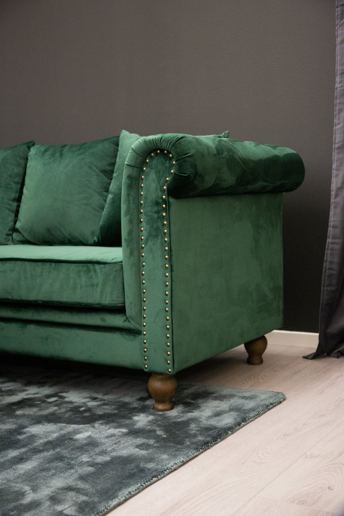 Velvet 3-sits soffor grön – sidovy