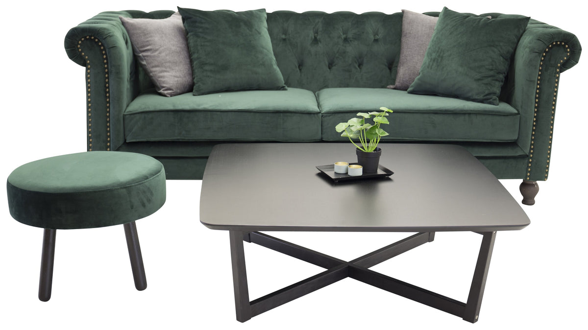 Velvet 3-sits soffor grön – sidovy