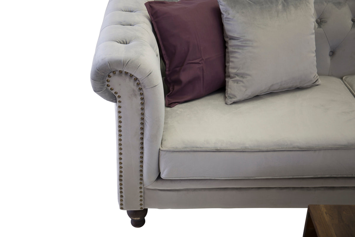 Velvet 3-sits soffor ljusgrå – detaljbild