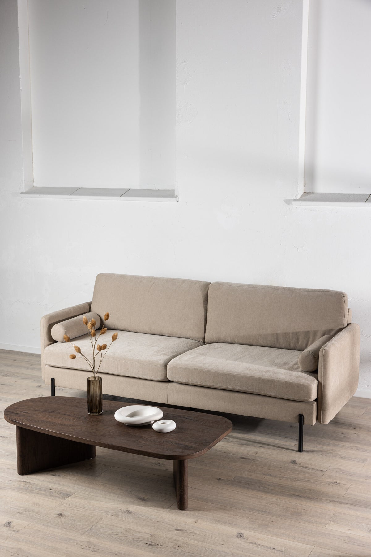Antibes 3-sits soffor beige – livsstilsbild i hemmiljö