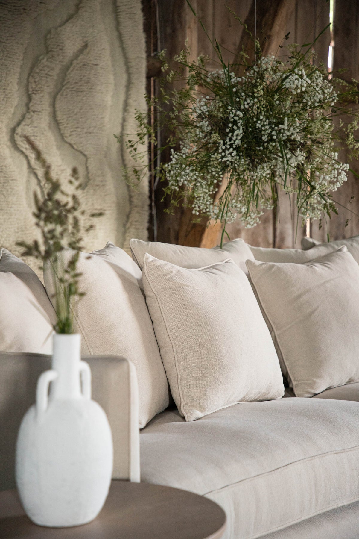 Segelskären 3-sits soffor beige – hemmiljö ovanifrån