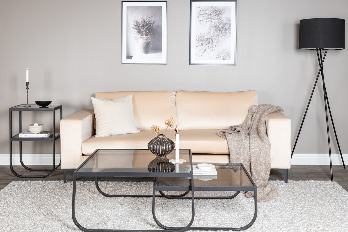 Bolero 3-sits soffor beige – livsstilsbild i hemmiljö
