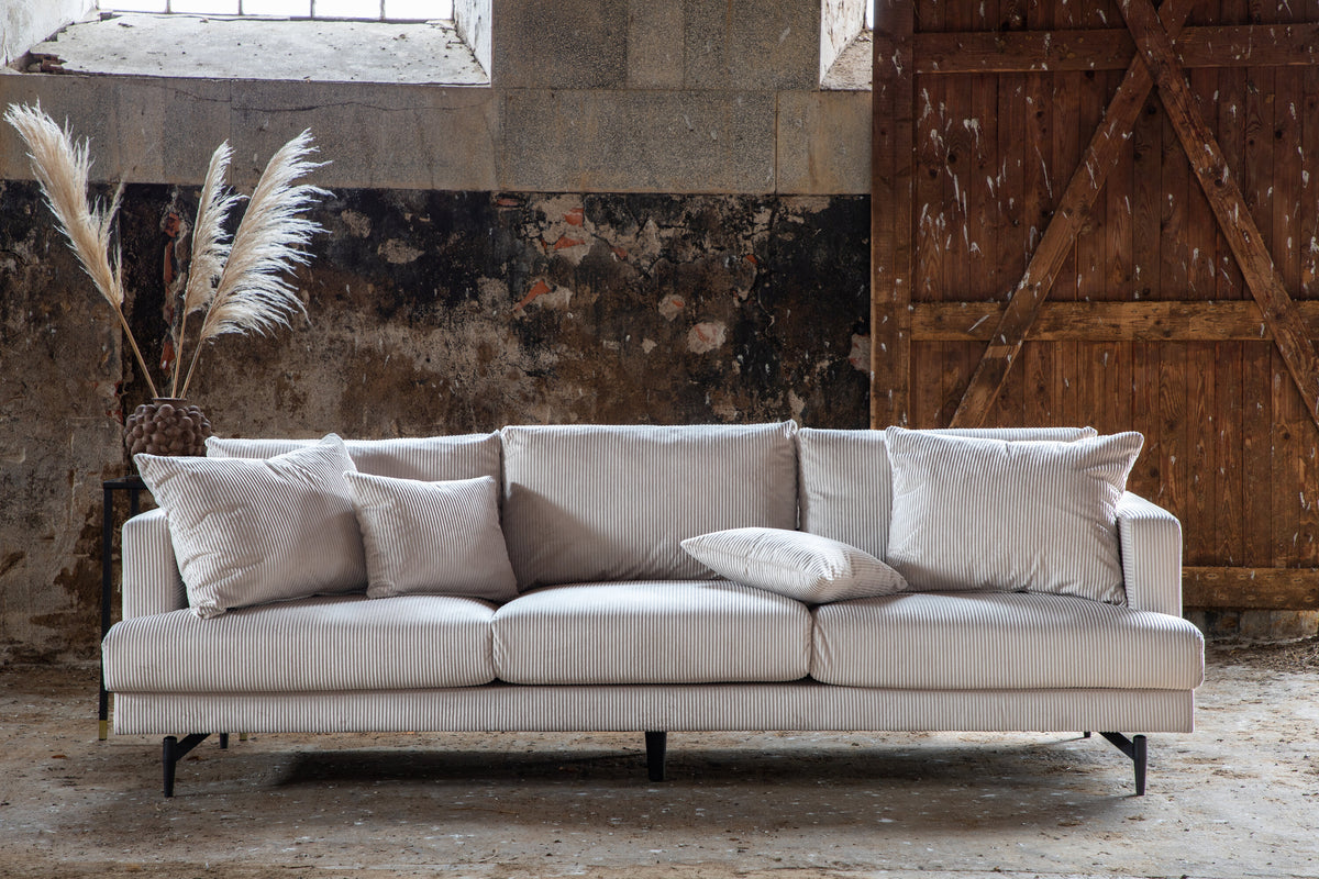 Sofia 3-sits soffor beige – livsstilsbild