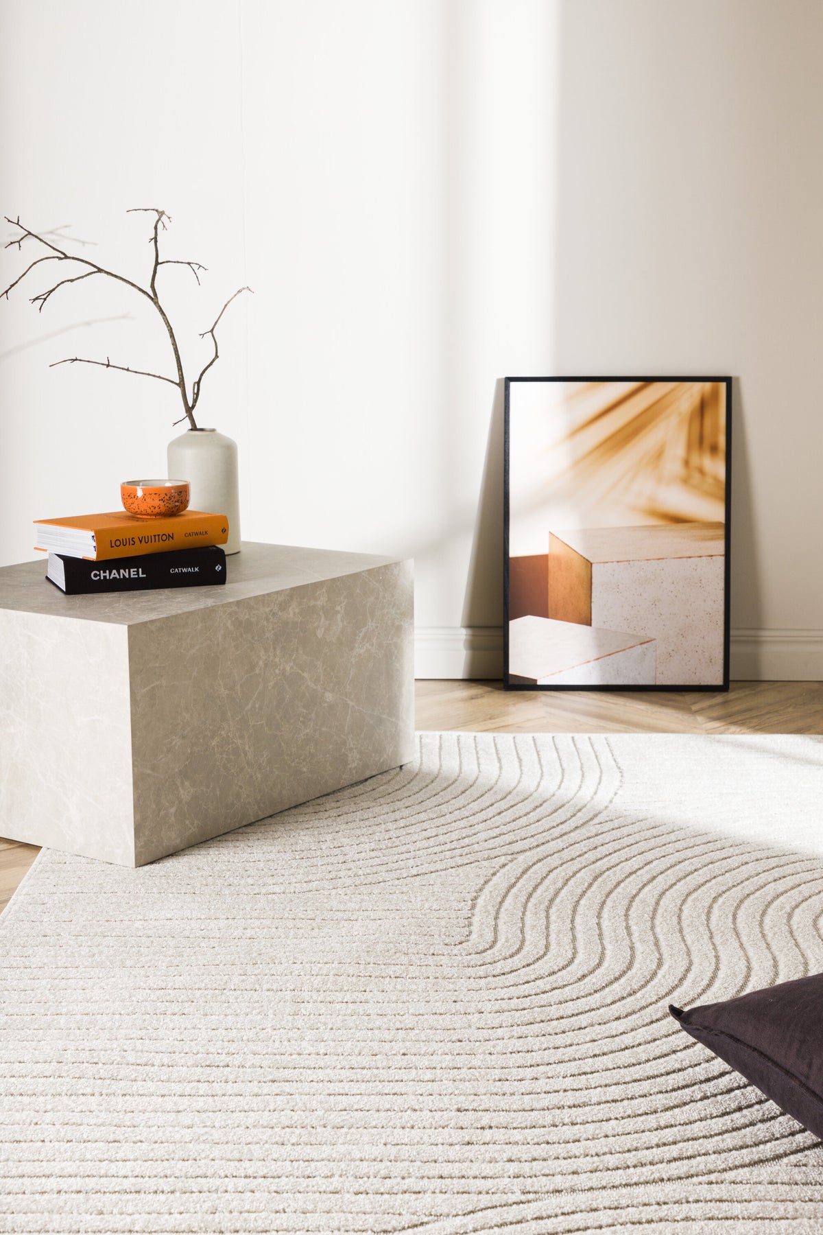 Vince polyestermatta 290 x 200 cm – livsstilsbild i hemmiljö