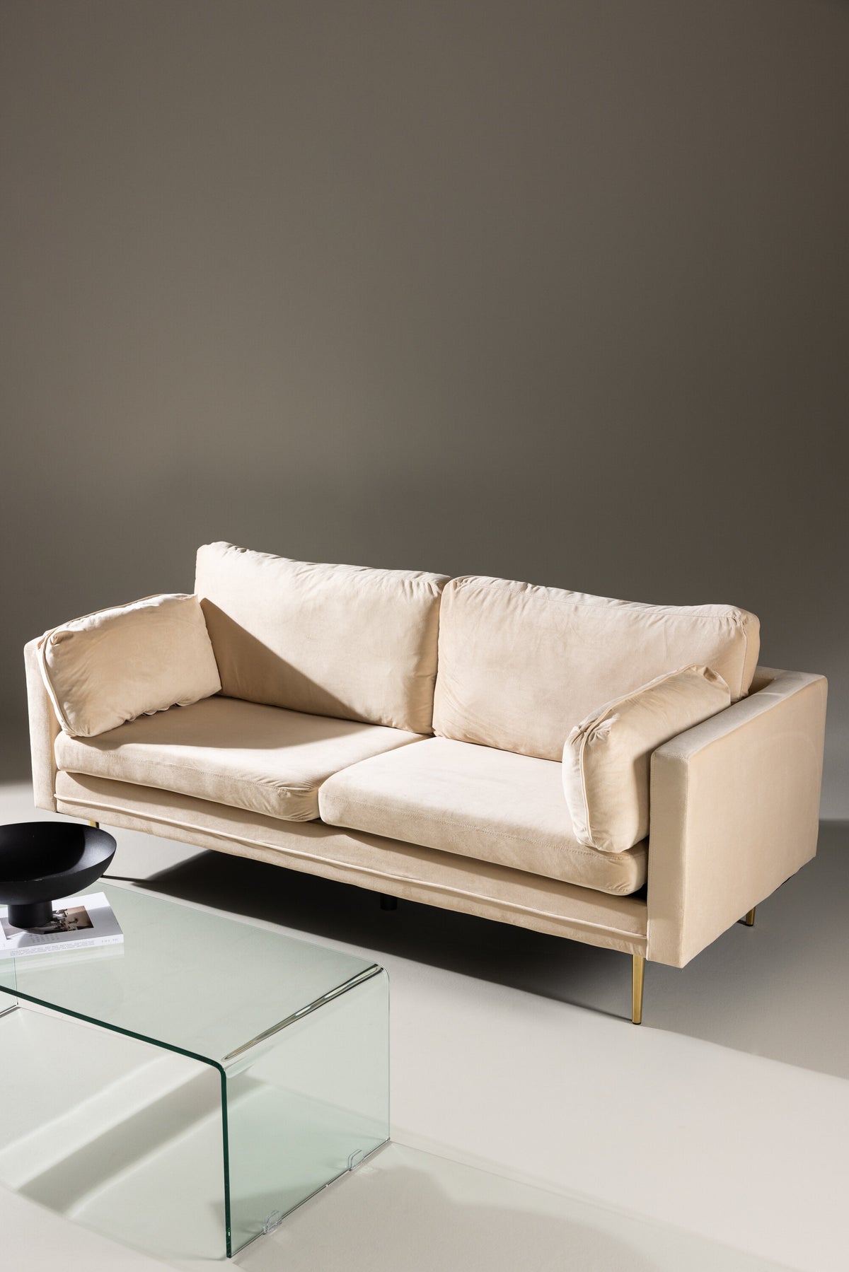 Boom 3-sits soffor beige – livsstilsbild i hemmiljö
