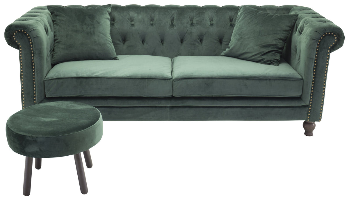 Velvet 3-sits soffor grön – detaljbild