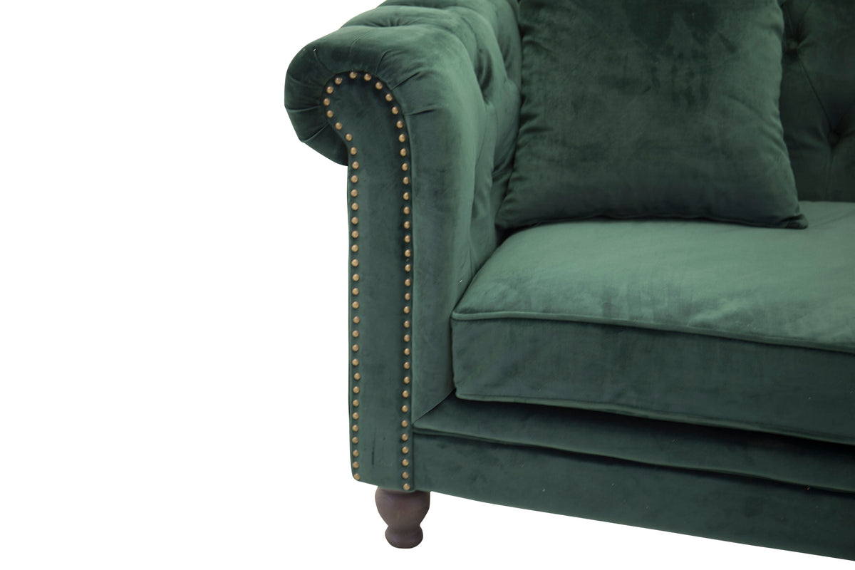 Velvet 3-sits soffor grön – detaljbild