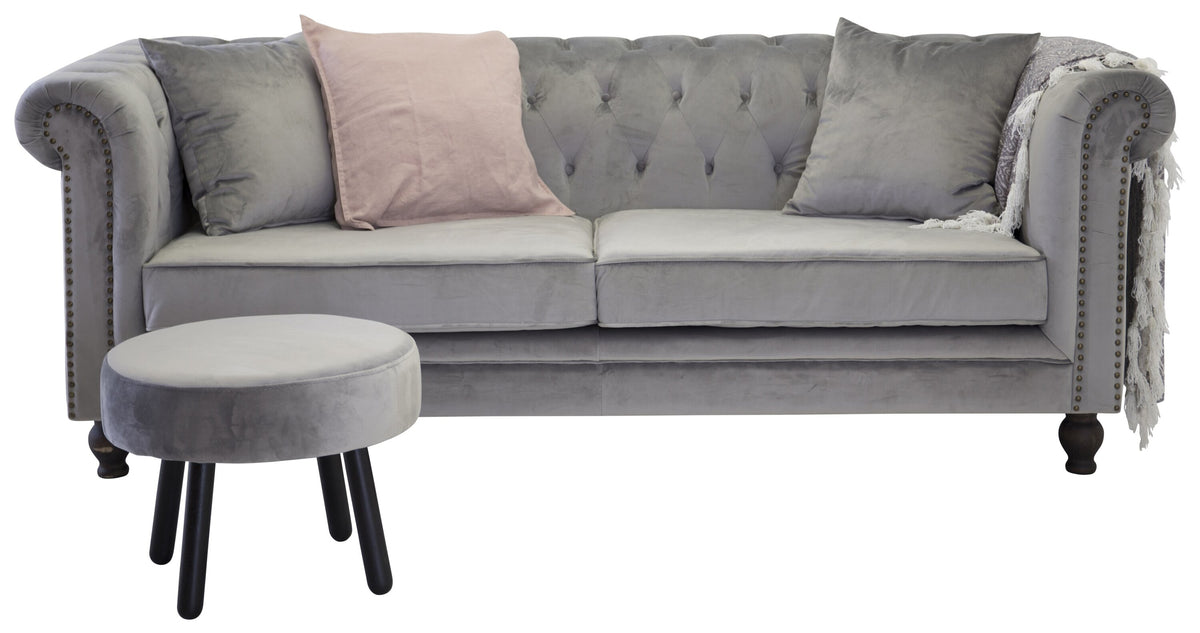 Velvet 3-sits soffor ljusgrå – detaljbild