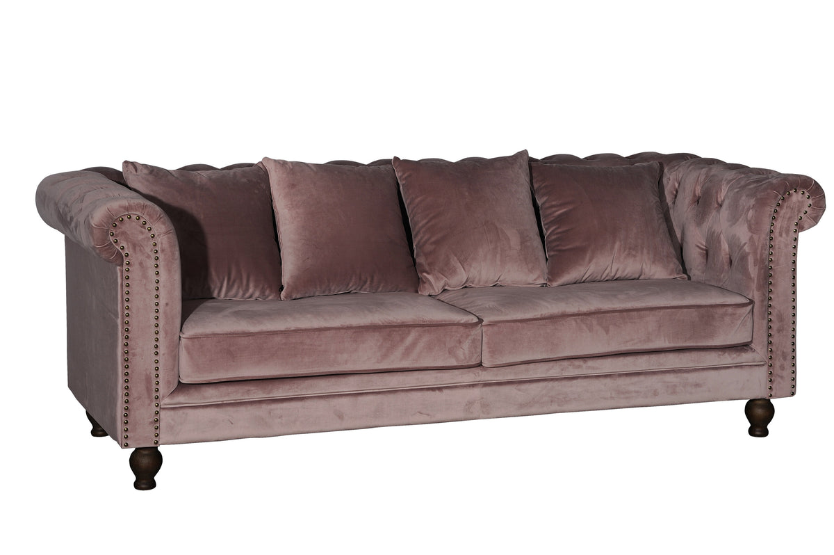 Velvet 3-sits soffor rosa – sidovy