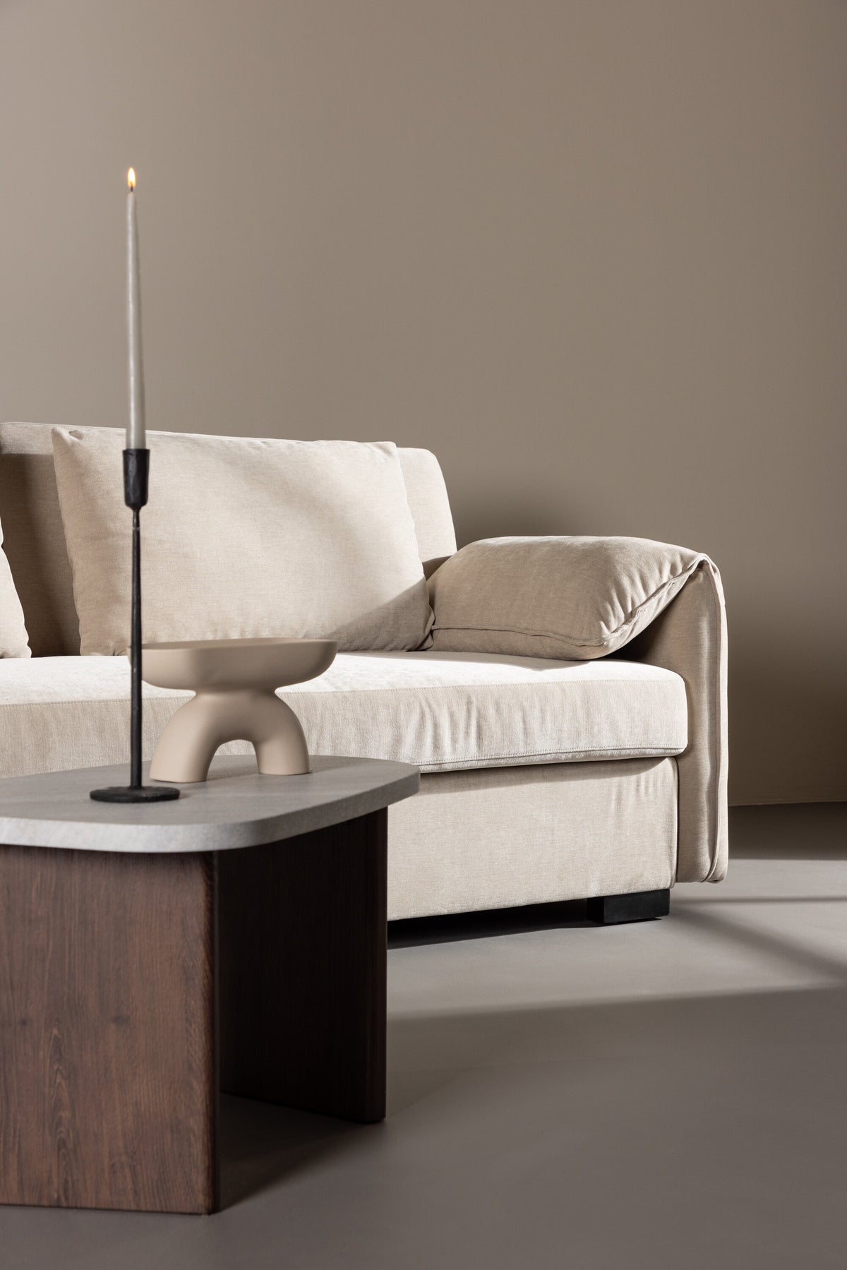 Malva 3-sits soffor beige – närbild struktur