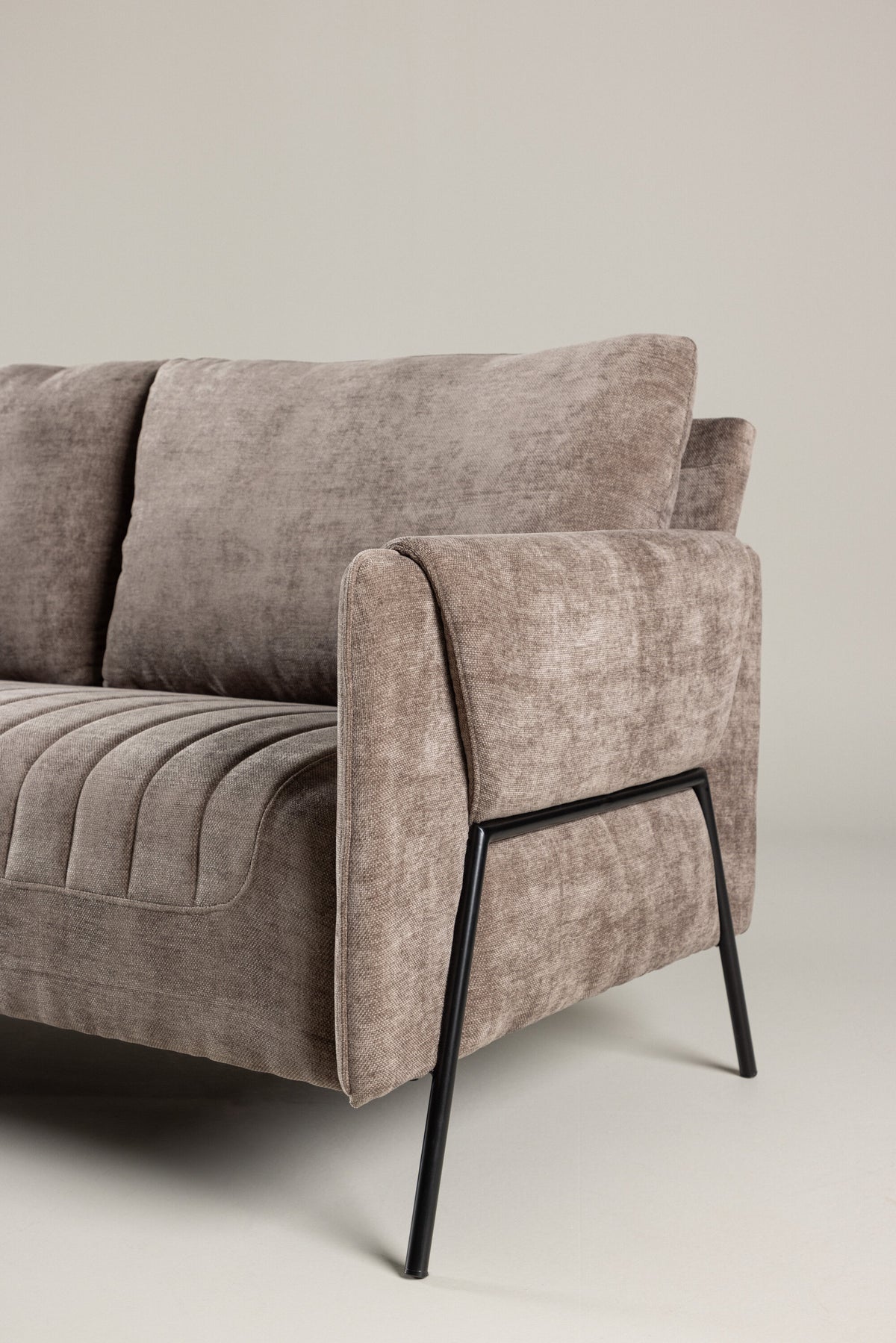 Indigo 2-sits soffor beige – närbild struktur