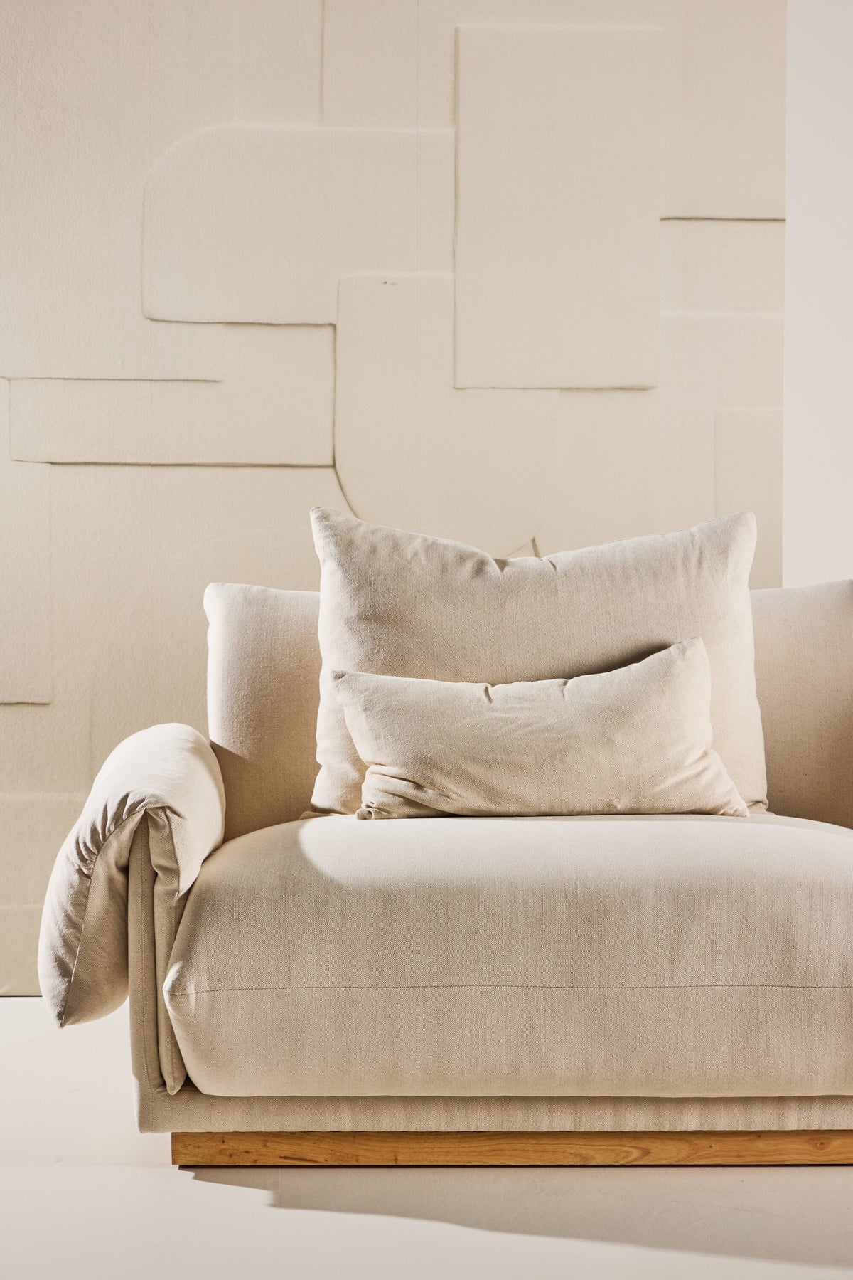 Mollösund 3-sits soffor beige – närbild struktur